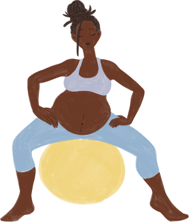 Textured Handdrawn Pregnant Woman Doing Side to Side Rock